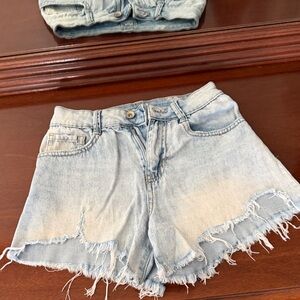 Rewash Light Blue Frayed Jean Shorts